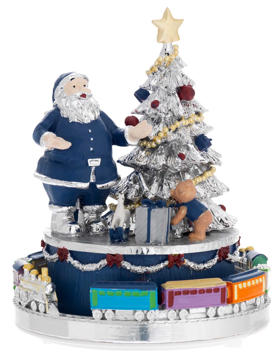 Giostra con babbo natale e camino blu